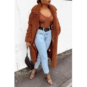 Lovely Trendy Long Brown Teddy Coat