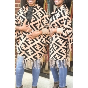 Lovely Casual Tassel Design Brown Coat