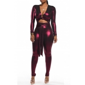 Lovely Sexy Knot Design Skinny Wine Red Two-piece 