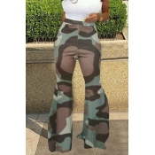 Lovely Casual Camouflage Printed Green Pants