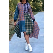 Lovely Casual Asymmetrical Plaid Printed Multicolo