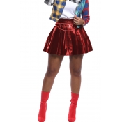 Lovely Casual Ruffle Design Red Mini Skirt