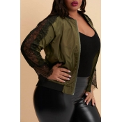 Lovely Trendy Patchwork Army Green Plus Size Jacke