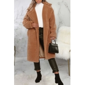 Lovely Trendy Winter Turn-down Collar Brown Teddy 