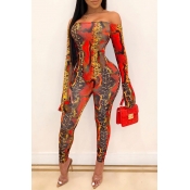 Lovely Leisure Snakeskin Printed Skinny One-piece 