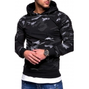 Lovely Casual Hooded Collar Ruffle Design Dark Gre