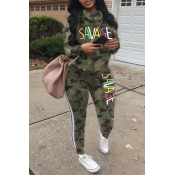 Lovely Casual Camouflage Printed Two-piece Pants S