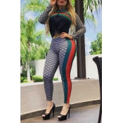 Lovely Casual Patchwork Grey Two-piece Pants Set