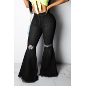 LW Casual Broken Holes Grey Black Jeans