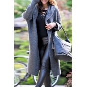 Lovely Casual Buttons Grey Coat