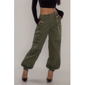 Lovely Casual Basic Army Green Pants