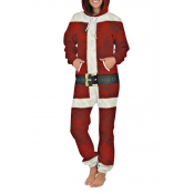 Lovely Cosplay Christmas Day Printed Red One-piece
