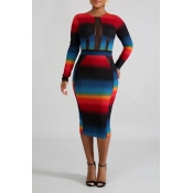 Lovely Trendy Patchwork Printed Multicolor Knee Le