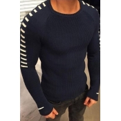 Lovely Casual Basic Deep Blue Sweater