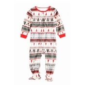 Lovely Family Santa Claus Printed White Baby One-p