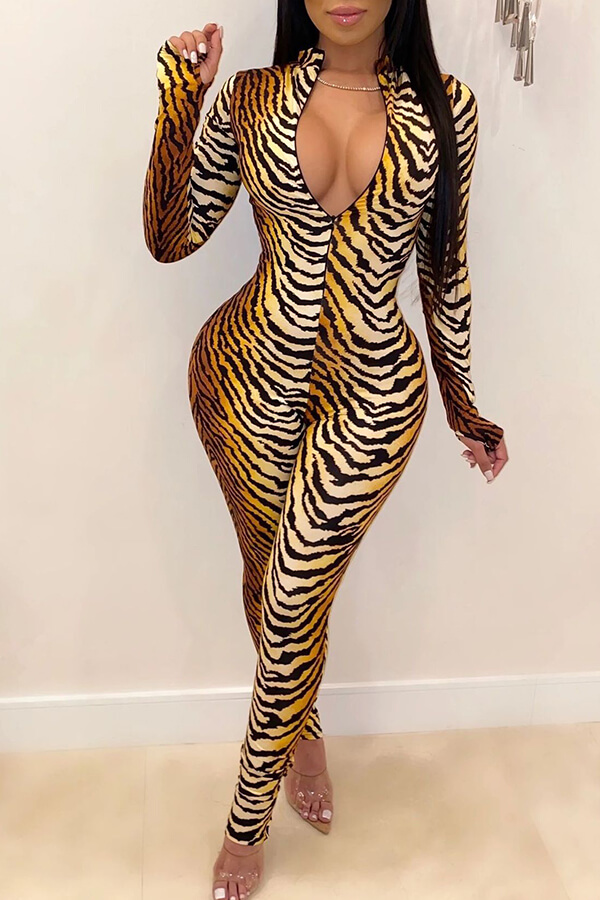 Lovely Sexy Tiger Stripes One-piece Jumpsuit