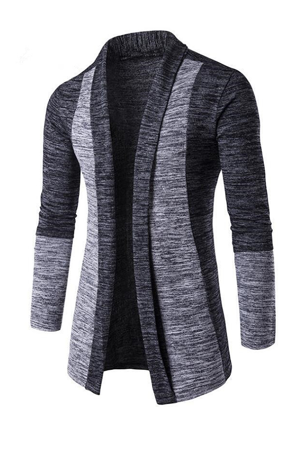 

Lovely Casual Patchwork Dark Grey Sweater