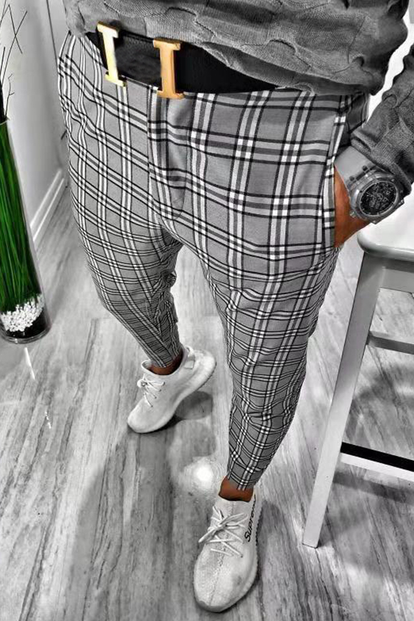

Lovely Casual Plaid Printed Black And White Pants, Black & white tartan