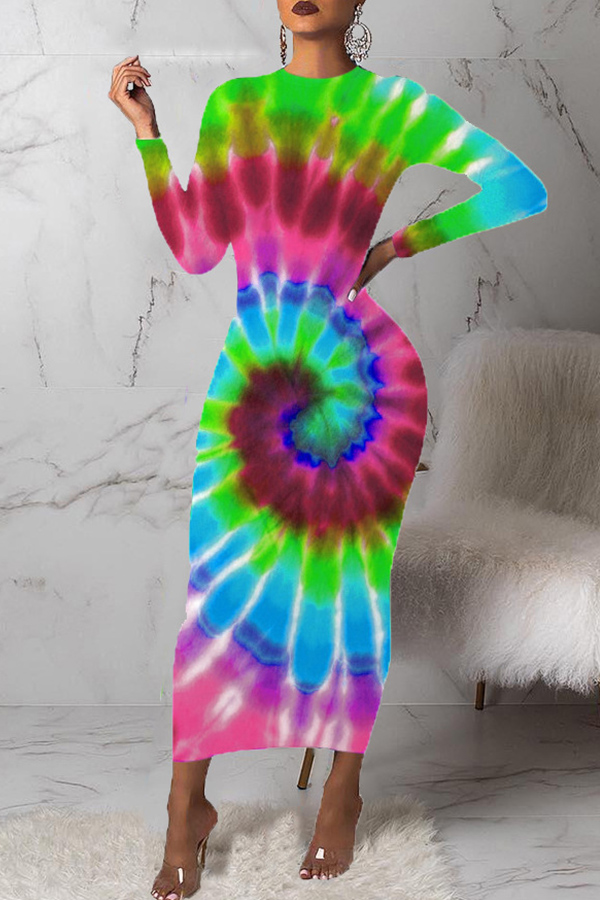 

Lovely Casual Printed Green Mid Calf Dress