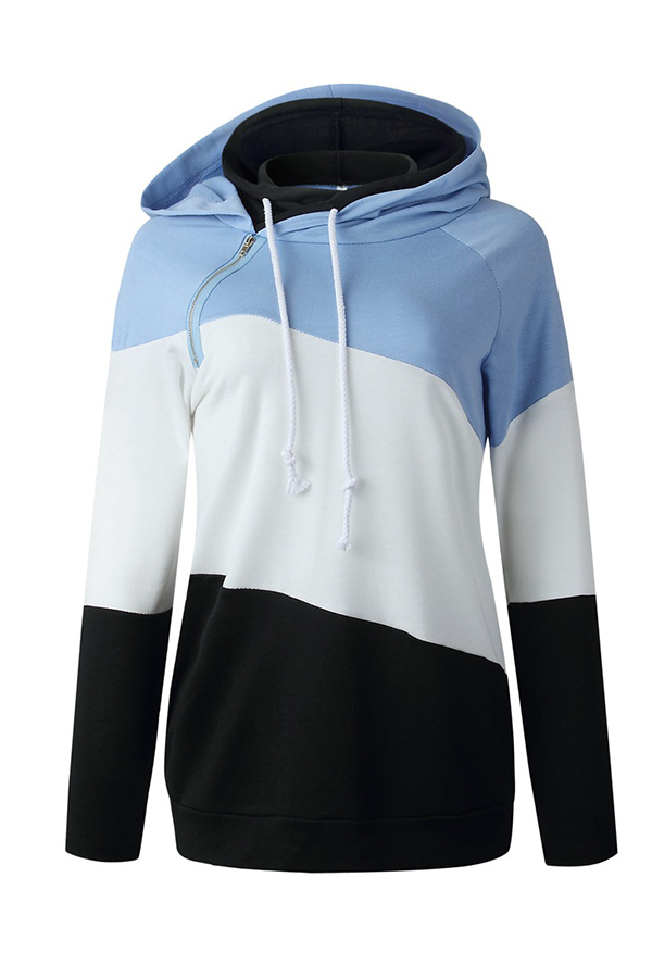 

Lovely Casual Hooded Collar Patchwork White Hoodie