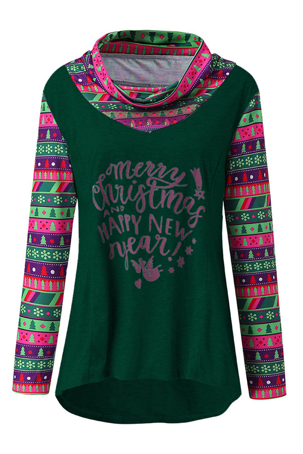 

Lovely Christmas Day Printed Green Knee Length Dress