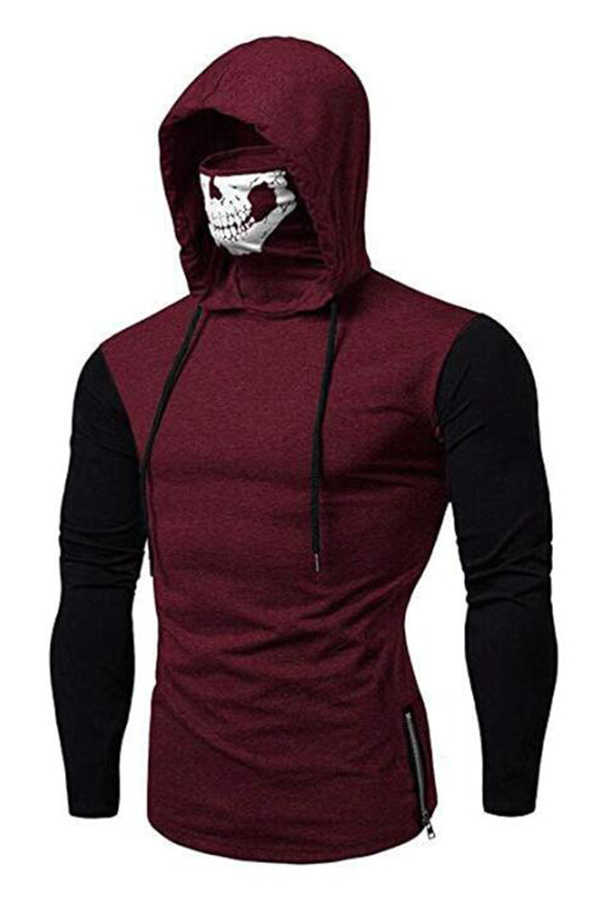 Cheap Hoodies Lovely Casual Hooded Collar Skull Printed Wine Red Hoodi