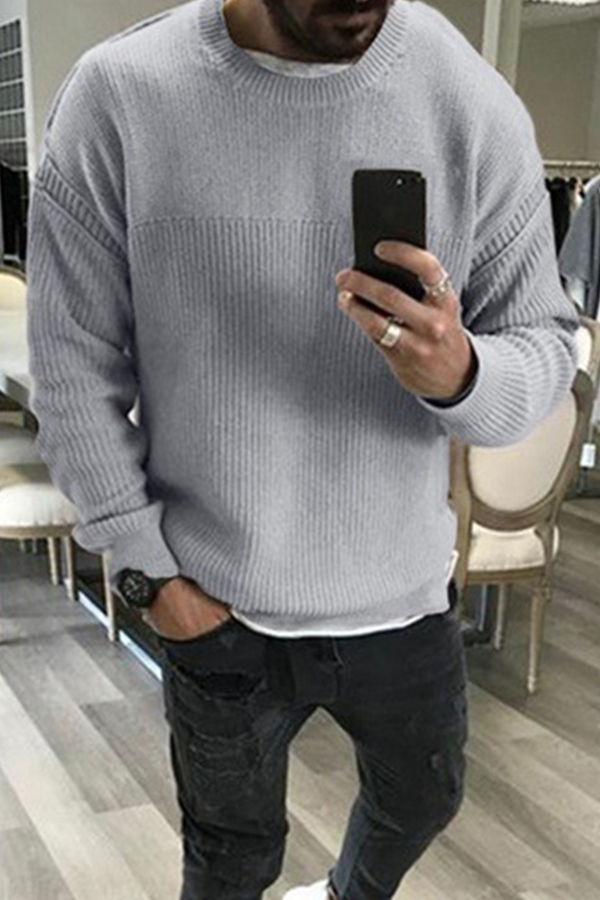 

Lovely Casual Basic Grey Sweater