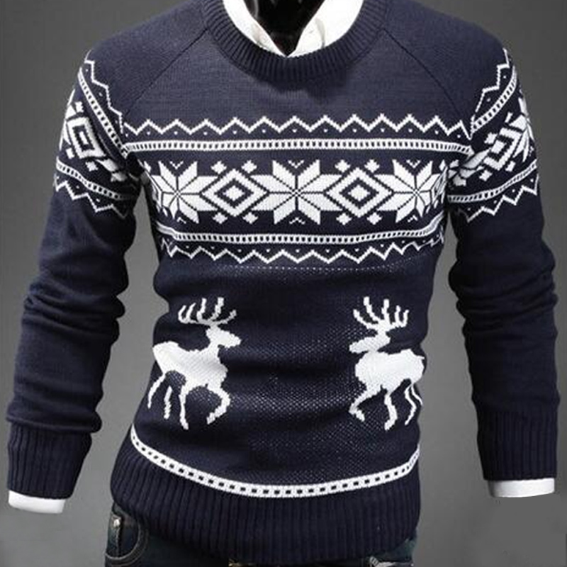 

Lovely Christmas Day Navy Blue Sweater