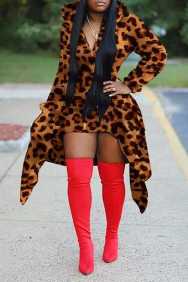 

Lovely Casual Hooded Collar Leopard Printed Hoodie