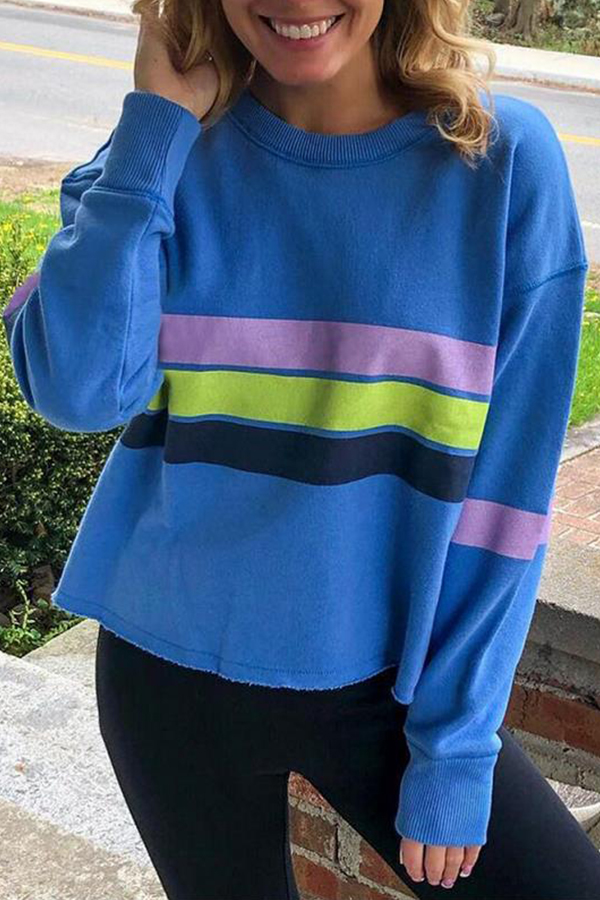 Cheap Hoodies Lovely Casual Striped Blue Sweatshirt Hoodie