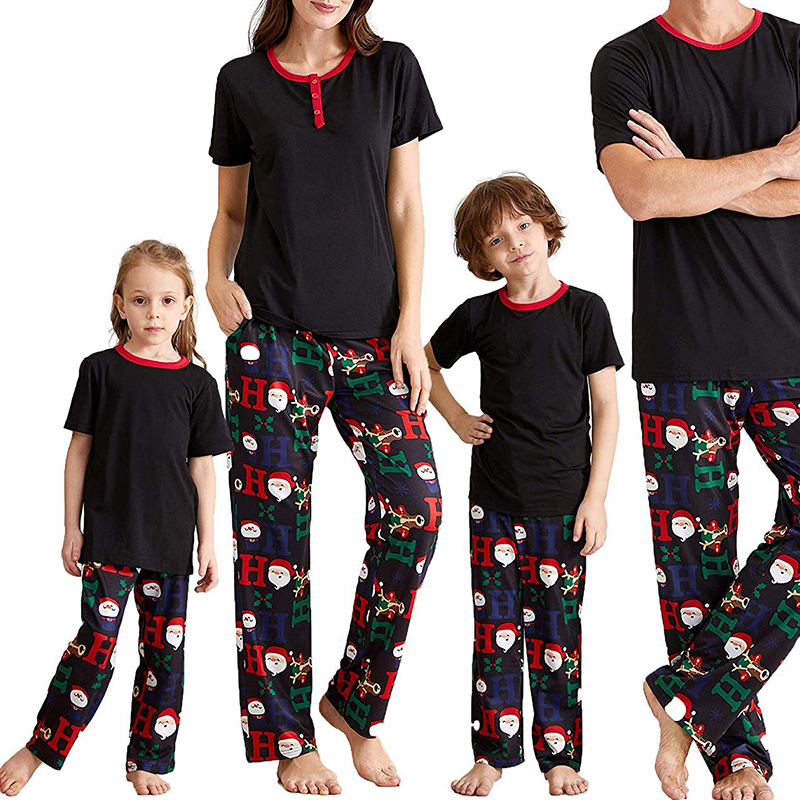 

Lovely Family Printed Black Mother Two-piece Pants Set