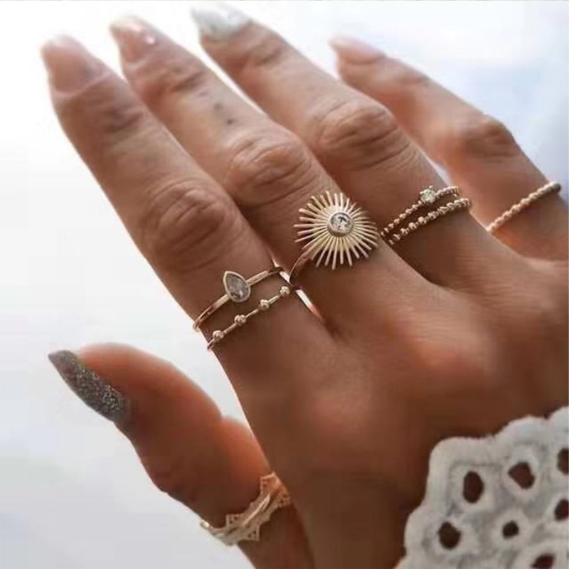 Cheap Ring Lovely Trendy 7-piece Gold Metal Ring