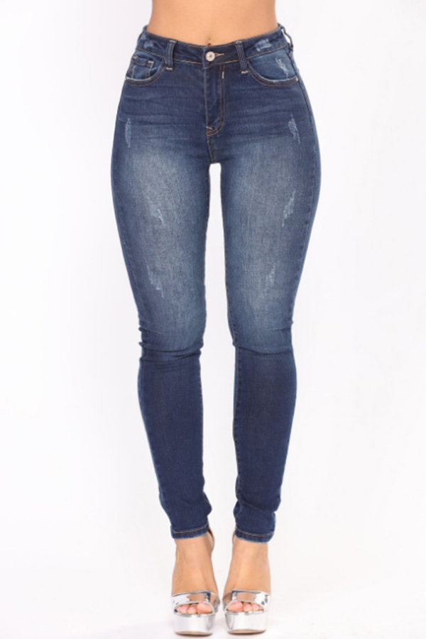 

Lovely Casual Skinny Deep Blue Jeans