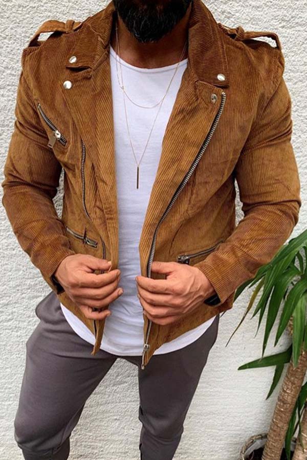 Cheap Jacket Lovely Casual Basic Brown Jacket