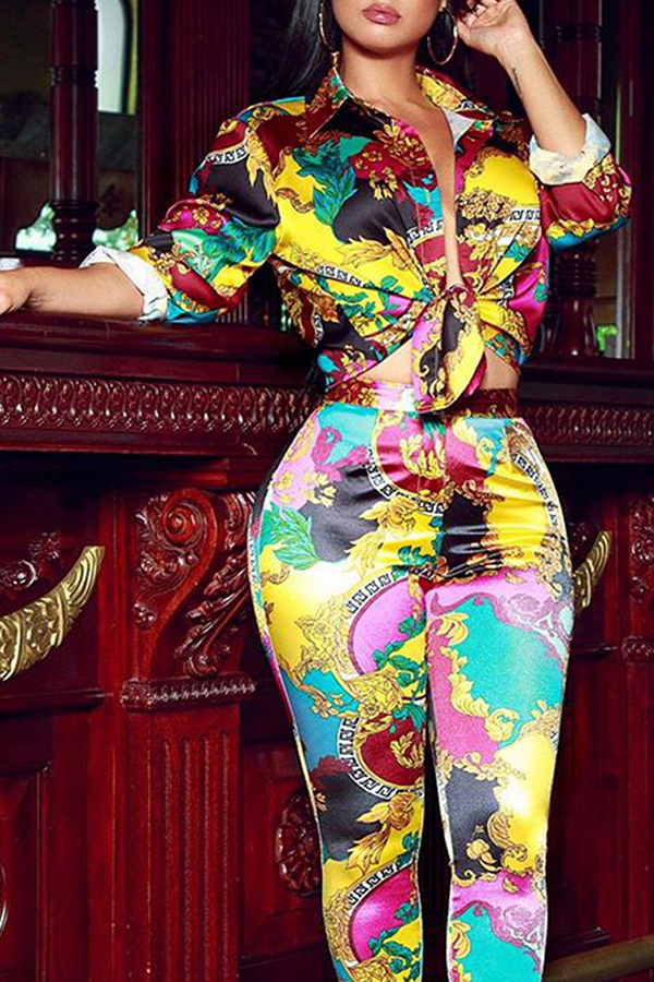 Cheap Two-piece Pants Set Lovely Leisure Printed Multicolor Two-piece