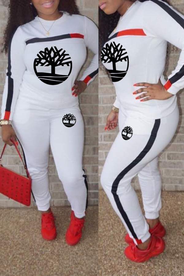 

Lovely Trendy Printed White Two-piece Pants Set