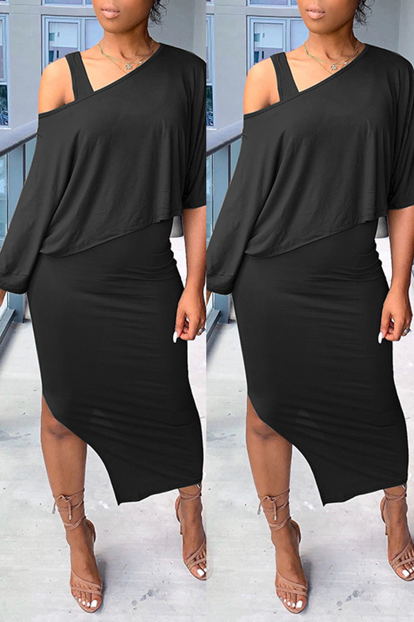 

Lovely Trendy Hollow-out Black Two-piece Skirt Set