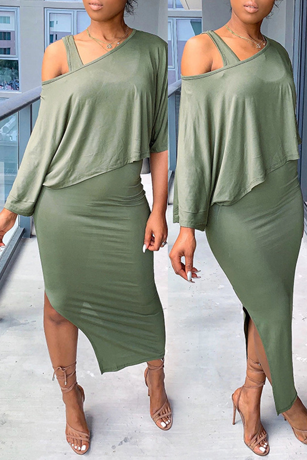 

Lovely Trendy Hollow-out Green Two-piece Skirt Set