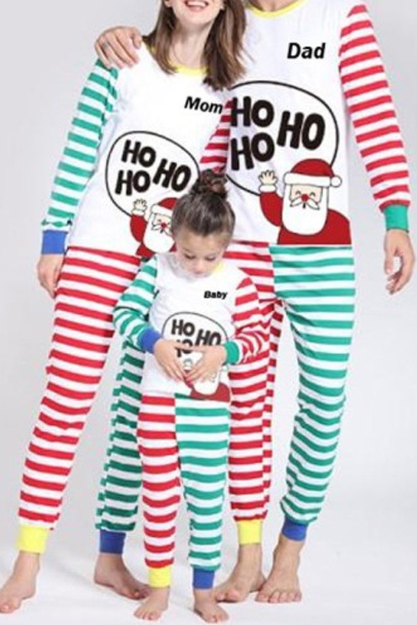 Lovely Family Striped Printed Multicolor Mother Two-piece Pants Set