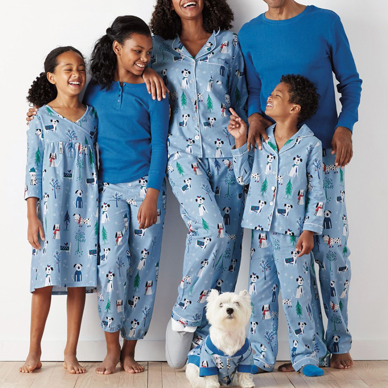 

Lovely Family Printed Blue Mother Two-piece Pants Set