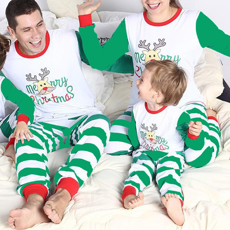 

Lovely Family Striped White Mother Two-piece Pants Set