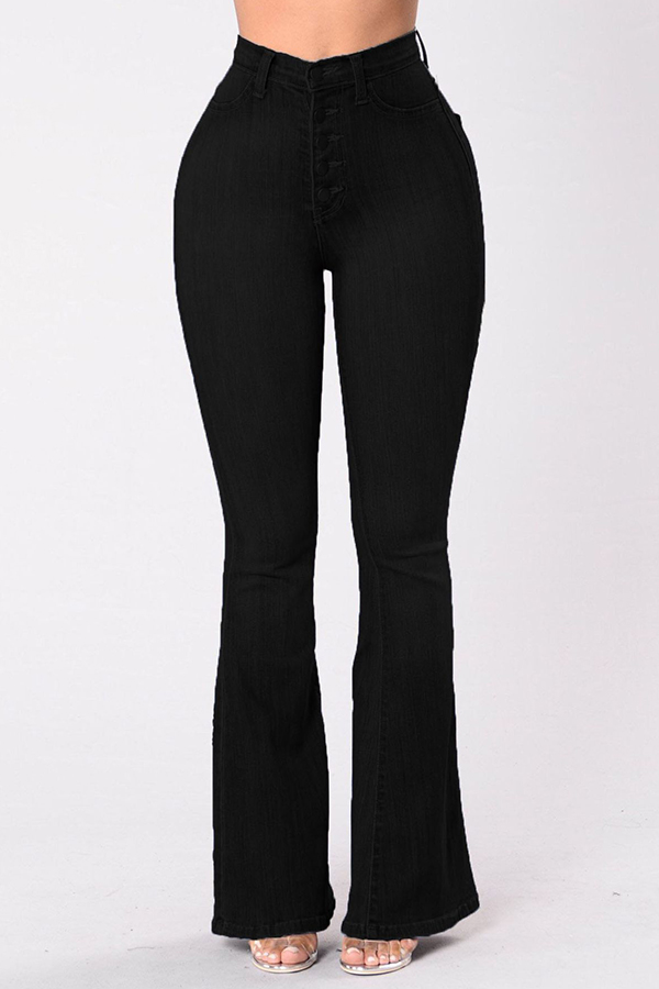 

Lovely Casual Flared Black Jeans