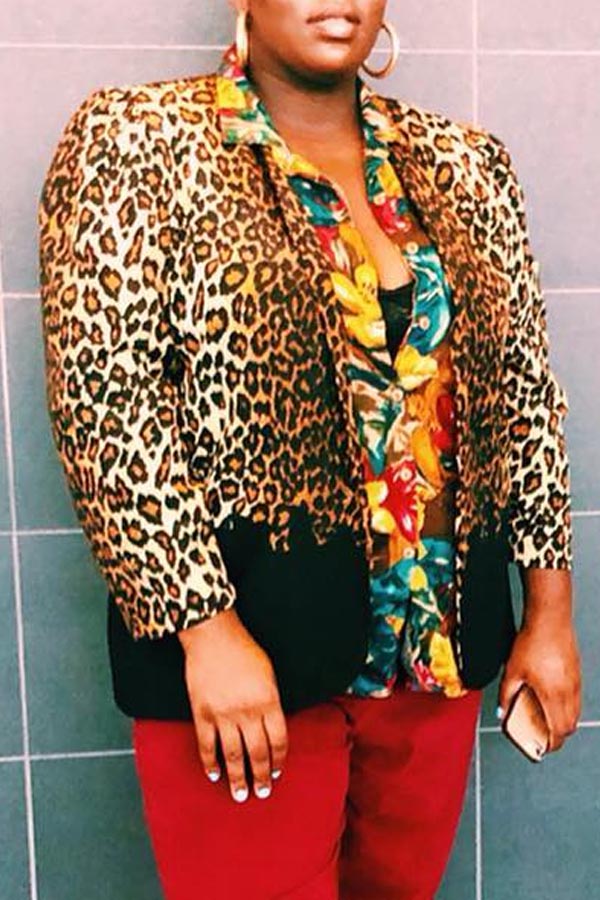 

Lovely Casual Leopard Printed Plus Size Coat