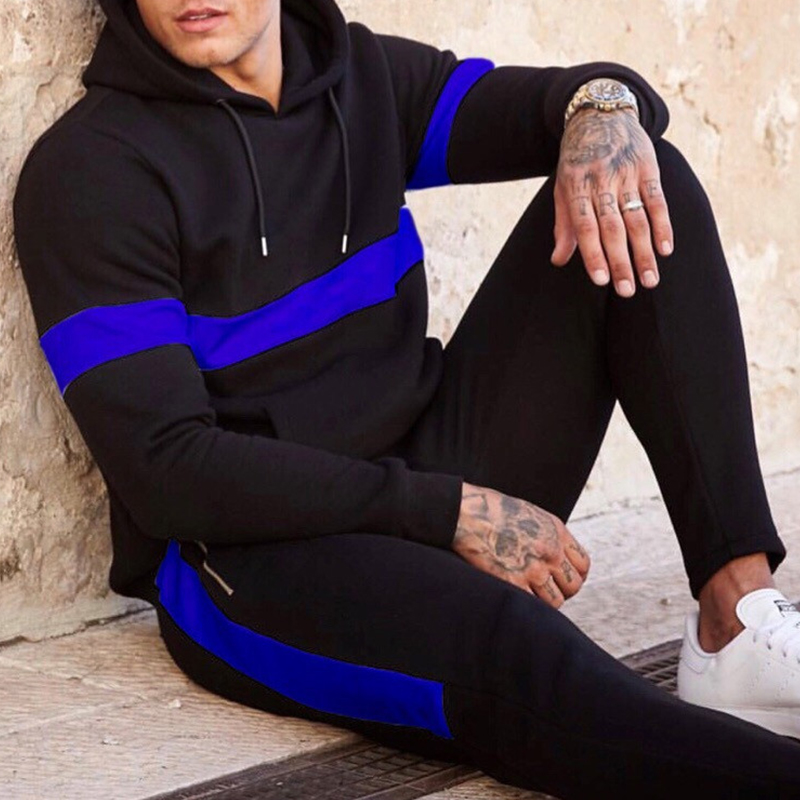 

Lovely Sportswear Patchwork Black Two-piece Pants Set