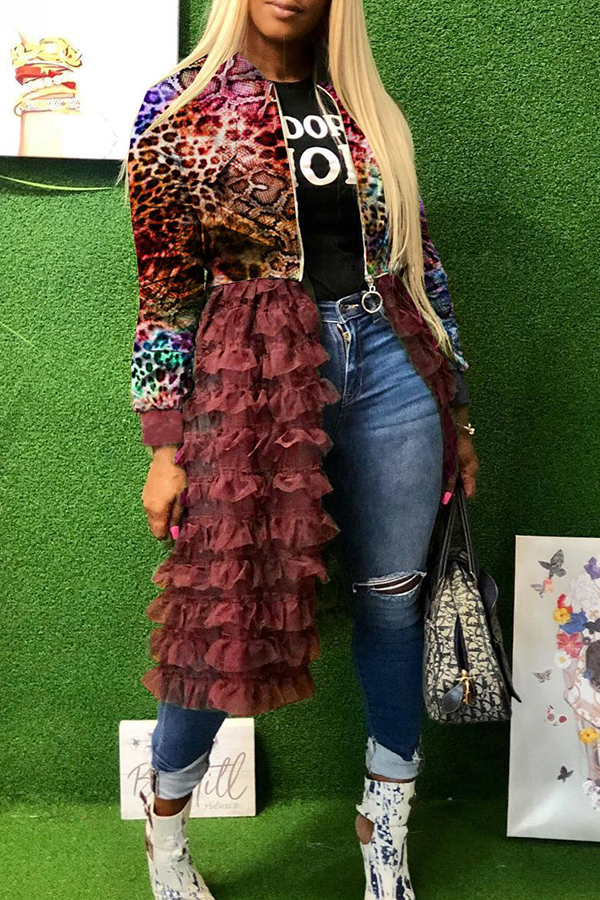 

Lovely Sweet Printed Patchwork Multicolor Coat, Multi