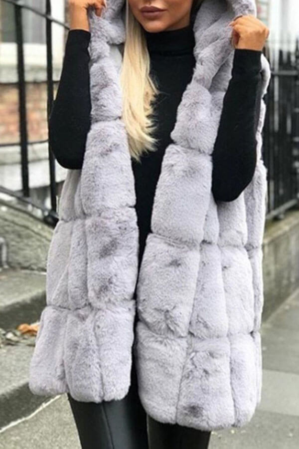 

Lovely Casual Basic Winter Light Grey Vests