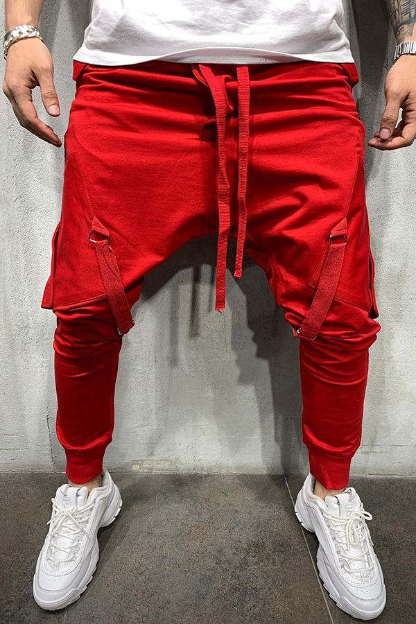 

Lovely Casual Bandage Design Red Pants