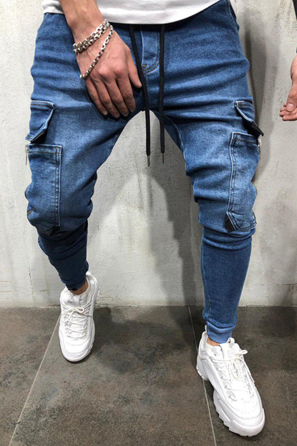 

Lovely Casual Patchwork Blue Jeans, Deep blue