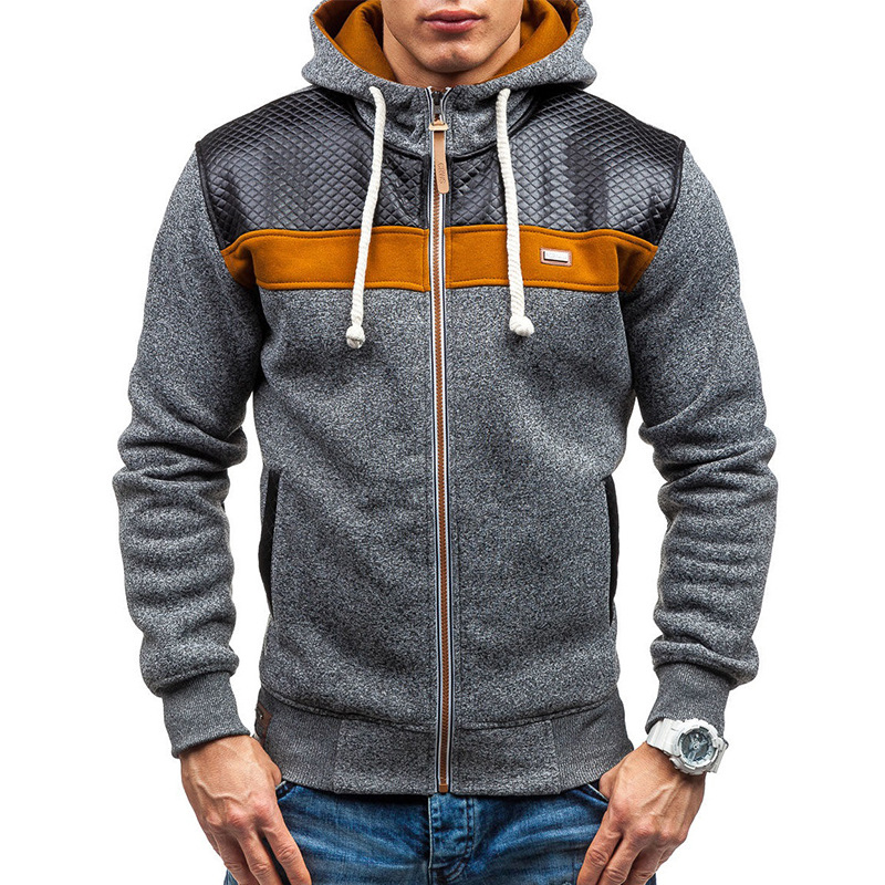 

Lovely Casual Hooded Collar Patchwork Dark Grey Hoodie