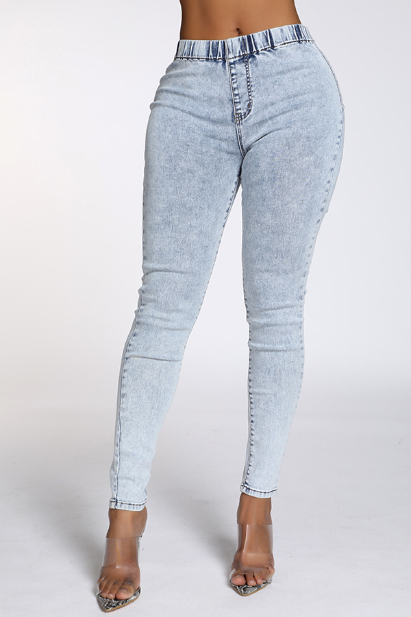 

Lovely Casual High Waist Blue Jeans
